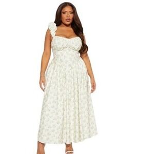 FN Fairy Milkmaid Babydoll Womens size XL Corset Cottagecore Maxi Floral Dress